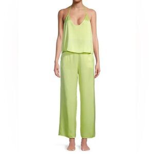 Lunya washable silk cami pant pajama set boundless  lime size XL NWT
